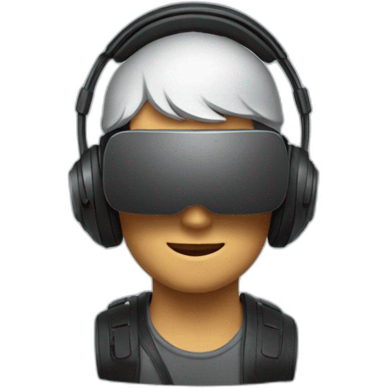 man wearing futuristic headphone and vr boc emoji