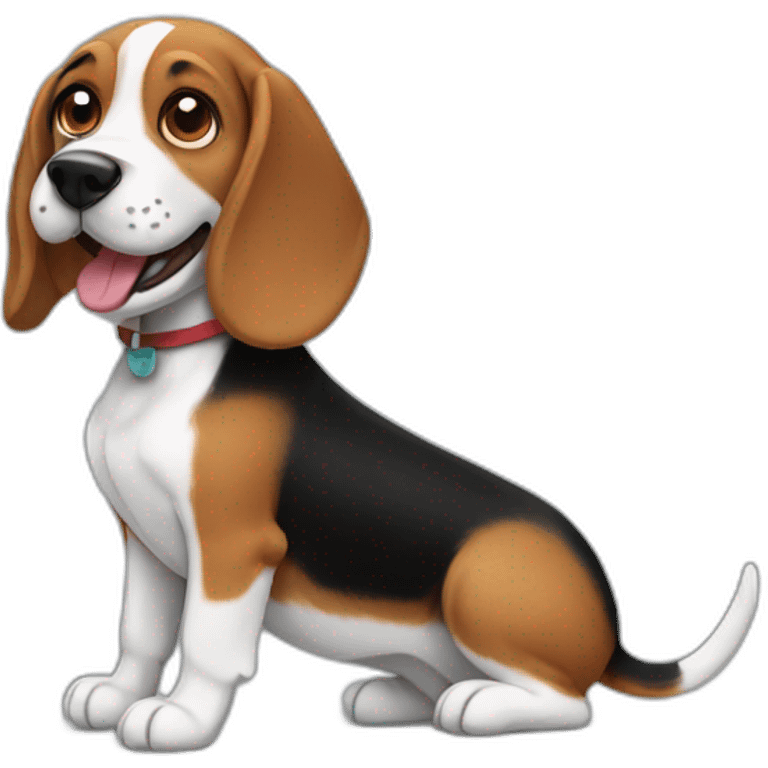 beagle dog smiling brown and black emoji