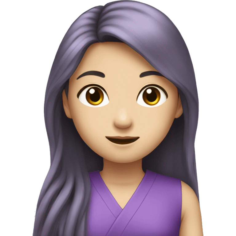 Long hair Japanese girl in purple dress  emoji