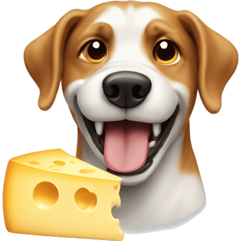 mischevious dog eating cheese emoji