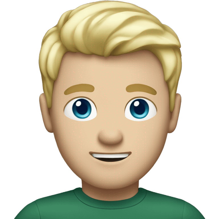 Men with blond hair and blue eyes in white pants and dark green shirt  emoji