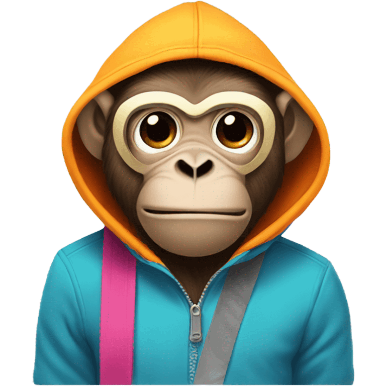 Monkey wearing a hoodie with ski mask emoji