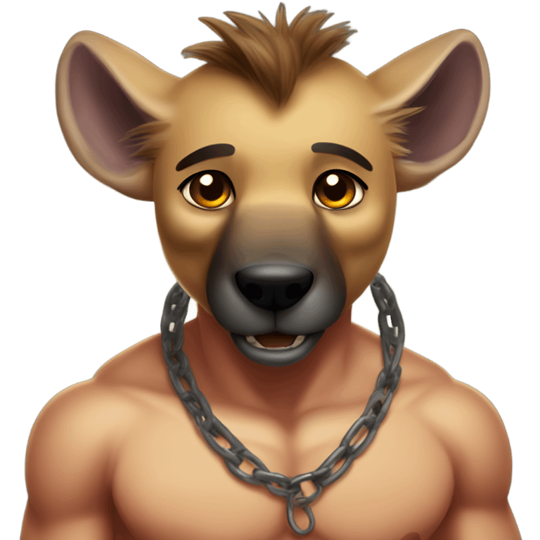 Gay shirtless male hyena muscular, pecs, sunshine emoji