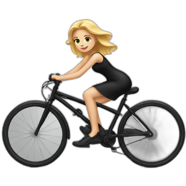 blond girl black dress on a bycicle emoji