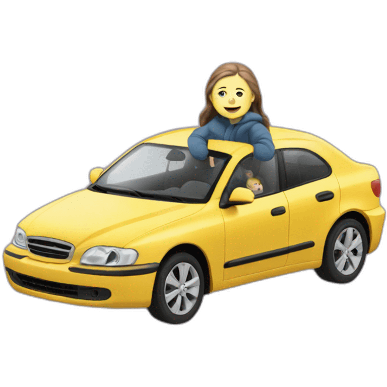 Greta thunberg dans sa voiture emoji