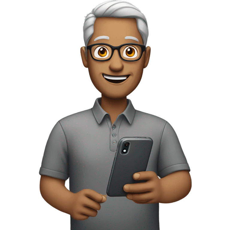 Middle age man with glasses speaking on cell phone emoji