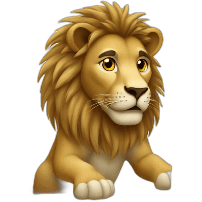 lion working on a computer emoji