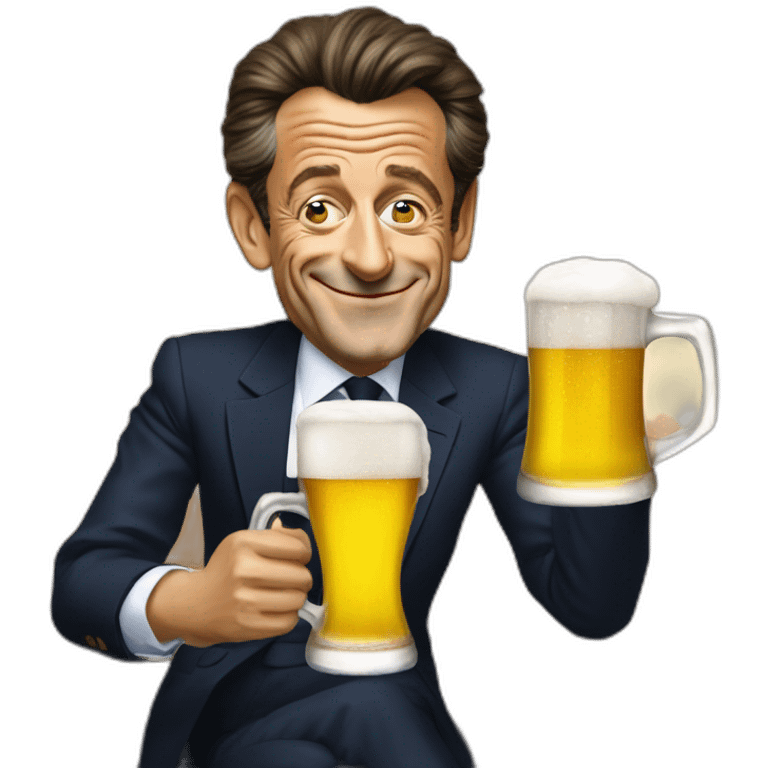 Sarkozy with beer emoji