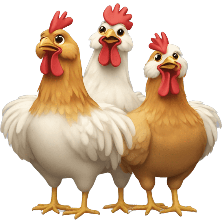 Three chickens emoji