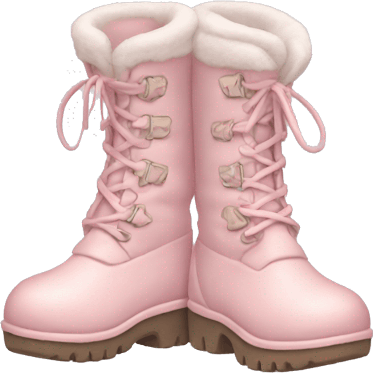 pale pink winter boots  emoji