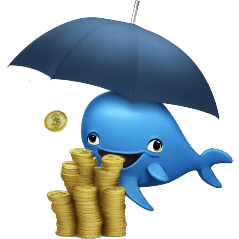 whale with an umbrella raining money emoji