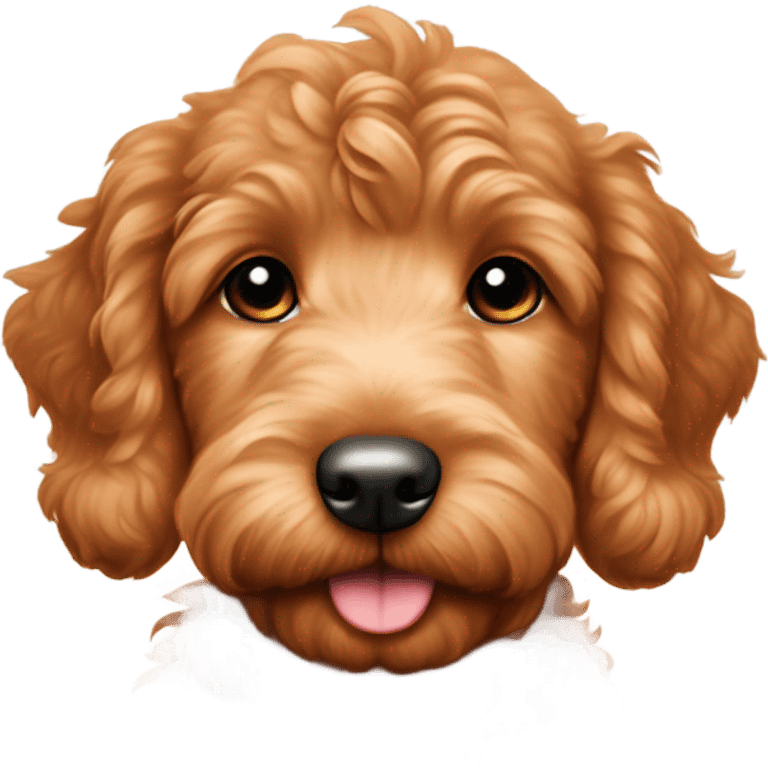 Red goldendoodle puppy bow on head emoji