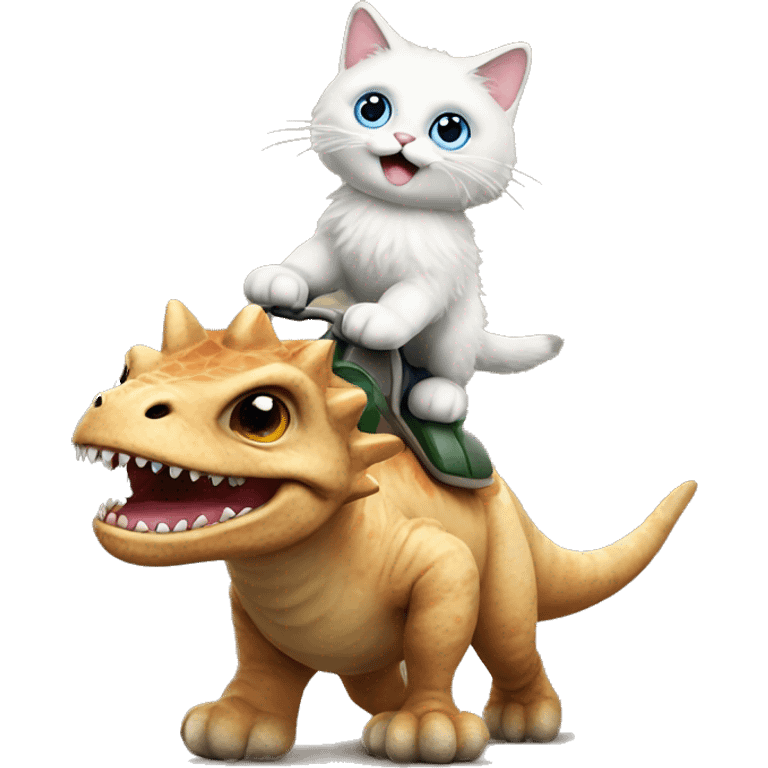 Ragdoll cat riding a dinosaur  emoji