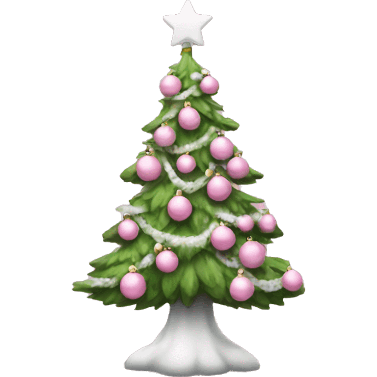 Pink Christmas tree with white ornaments and a small trunk  emoji