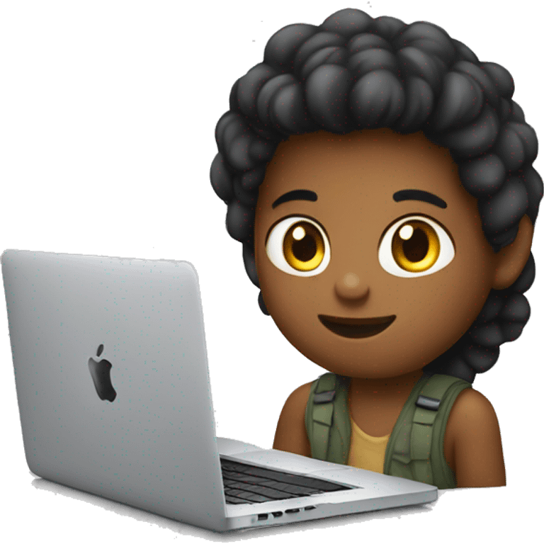 young with a macbook pro emoji