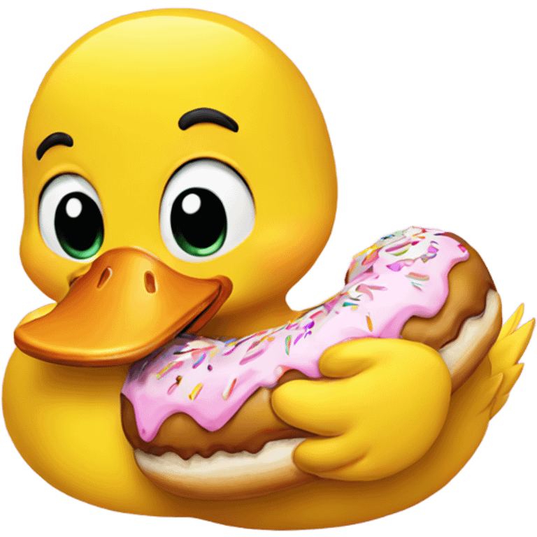 Yellow Duck eating donut  emoji