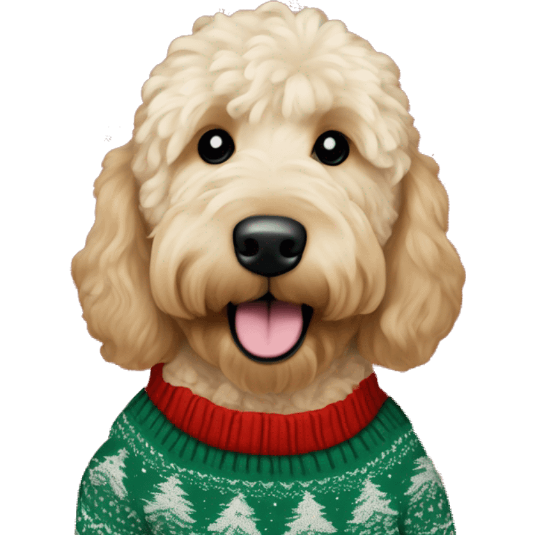 goldendoodle Frosty The Dogman Christmas sweater emoji