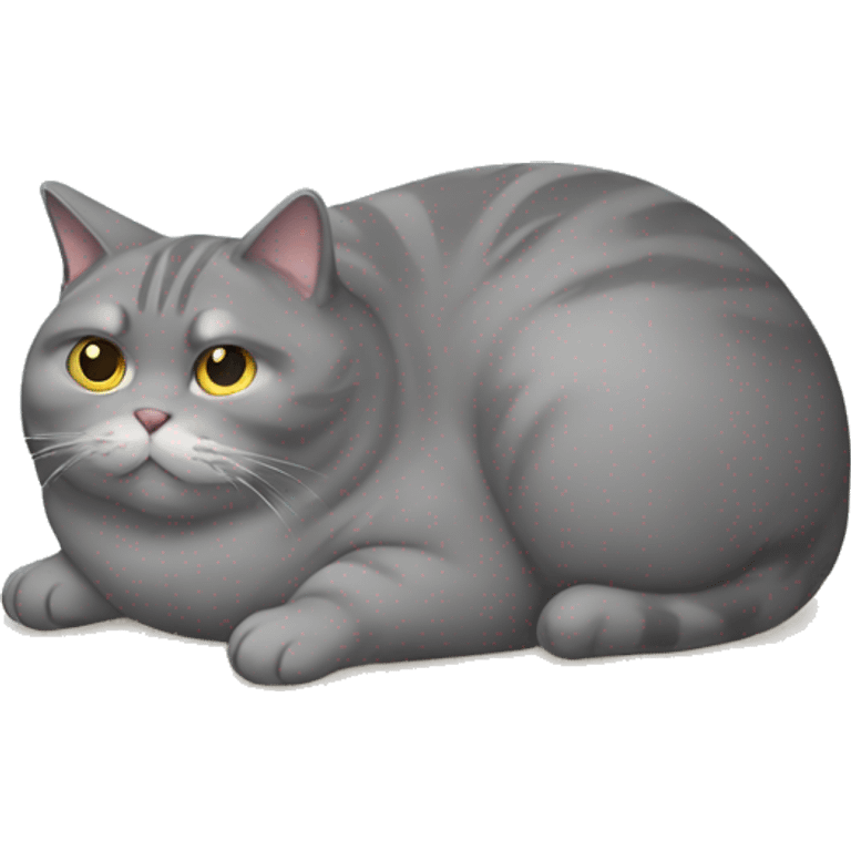 Fat grey cat in loaf position  emoji