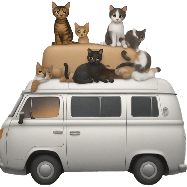 Van life girl with cats emoji