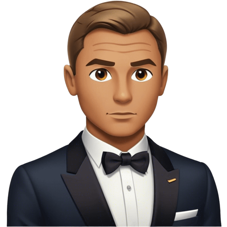 Cinematic Realistic James Bond Pop Culture Emoji, depicted with suave sophistication and dynamic action rendered with crisp details and cinematic lighting that capture his legendary cool. emoji