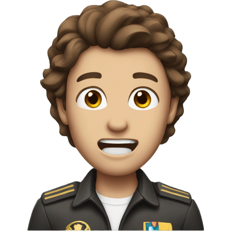 Pilot screaming brown hair emoji