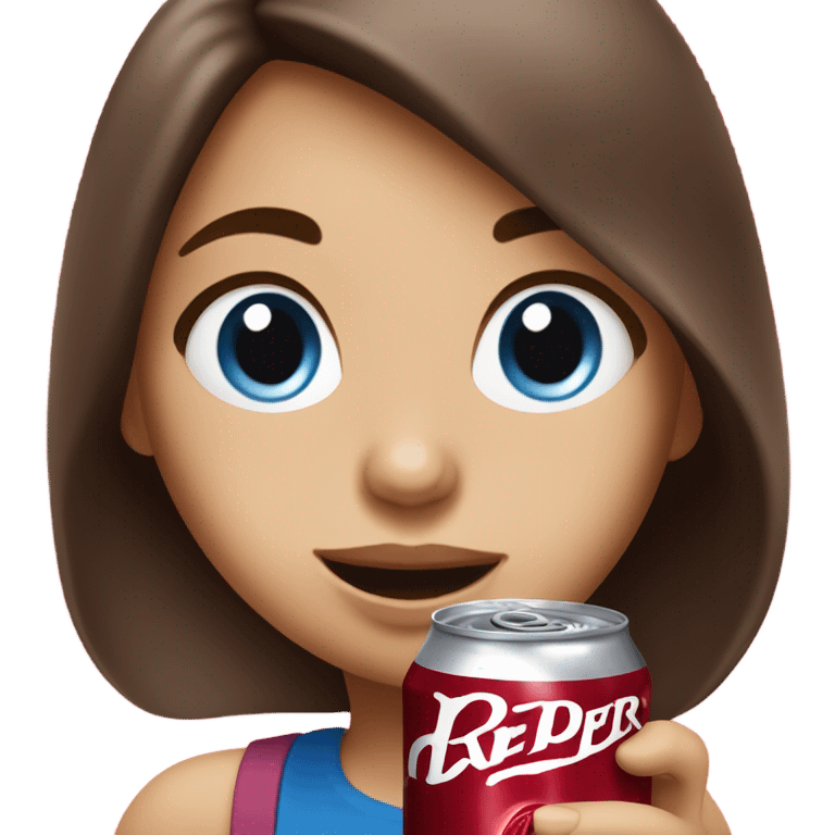 Drinking dr pepper cherry flavoured Brown hair girl blue eyes emoji