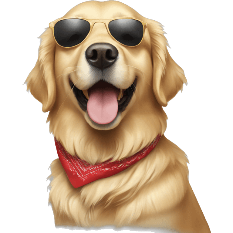 golden retriever with sunglasses and a bandana emoji