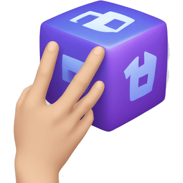 a hand touching a cube emoji