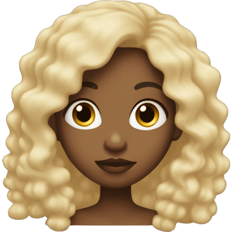 Light skin black girl with long hair making kiss face emoji