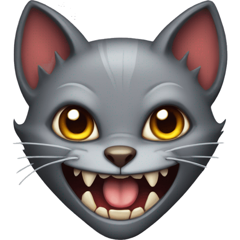 Grey bat-cat with Vampire teeth  emoji