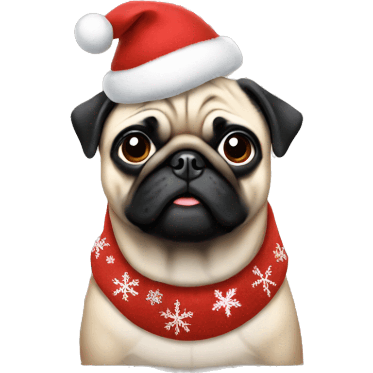 Pug wearing Christmas clothes emoji