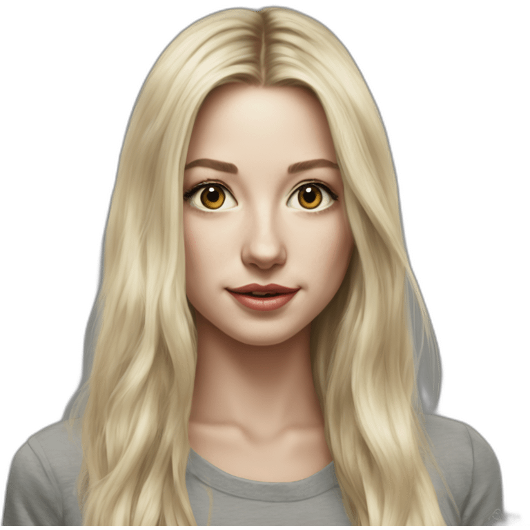 caucasian straight long haired blonde tight grey mini skirt hyperrealist drawing emoji