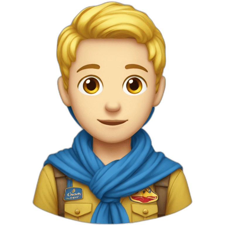 Scout boy with a RED ans YELLOW knotted scarf ans à blue scout shirt emoji