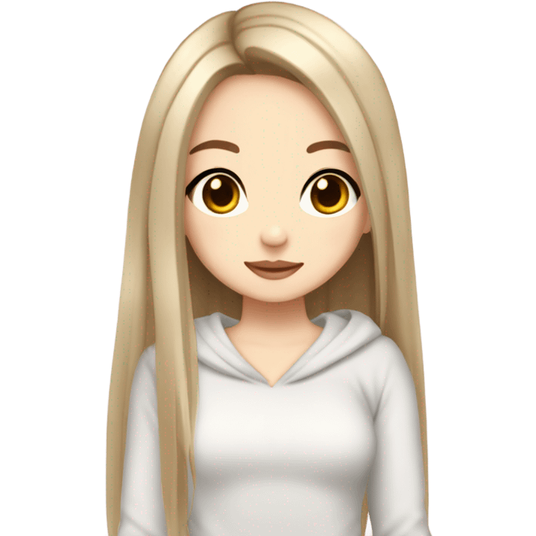 pale girl with straight hair, slightly narrow, brown eyes with a style like a person and a gyaru style emoji