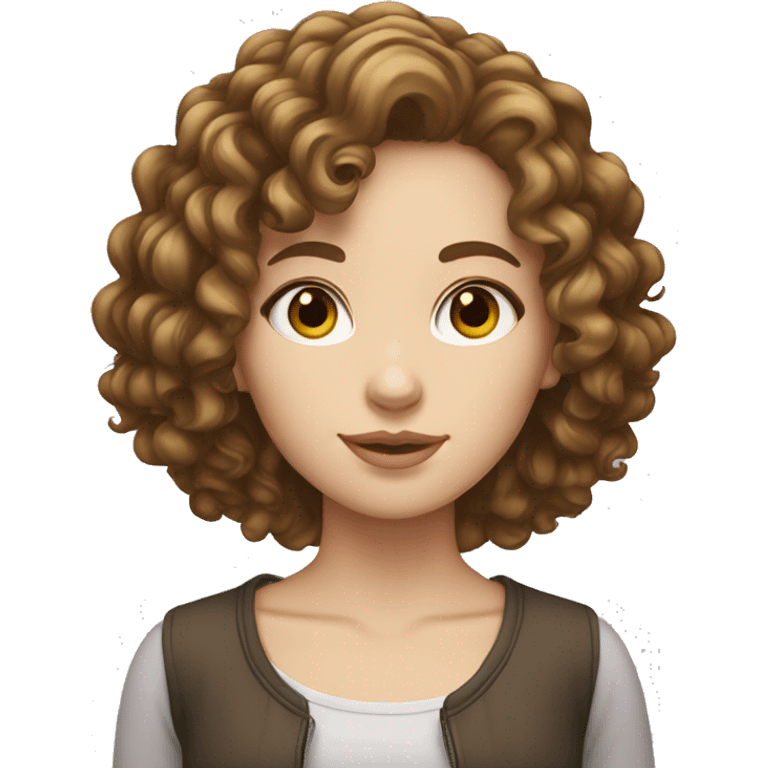 white girl with brunette curly hair emoji