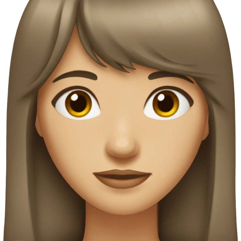 woman with brown hair and bangs and eyelashes and hazel eyes emoji