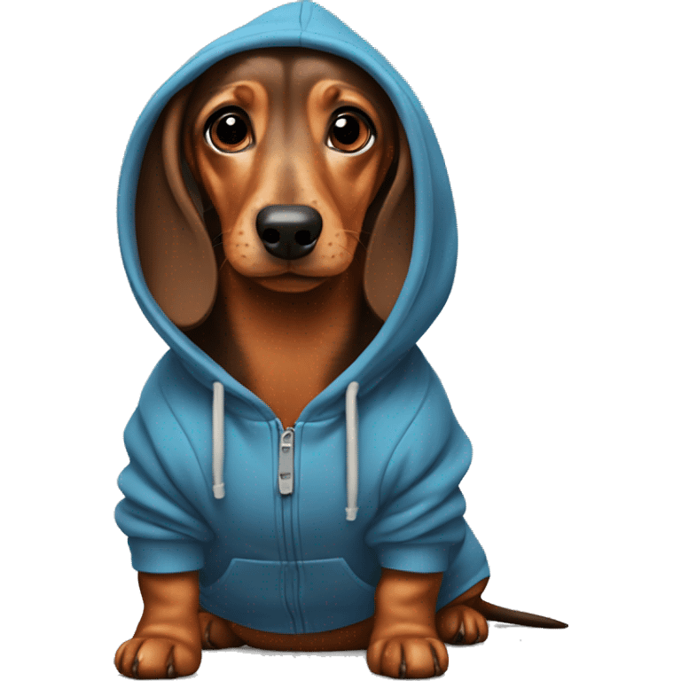 Dachshund wearing a hoodie emoji