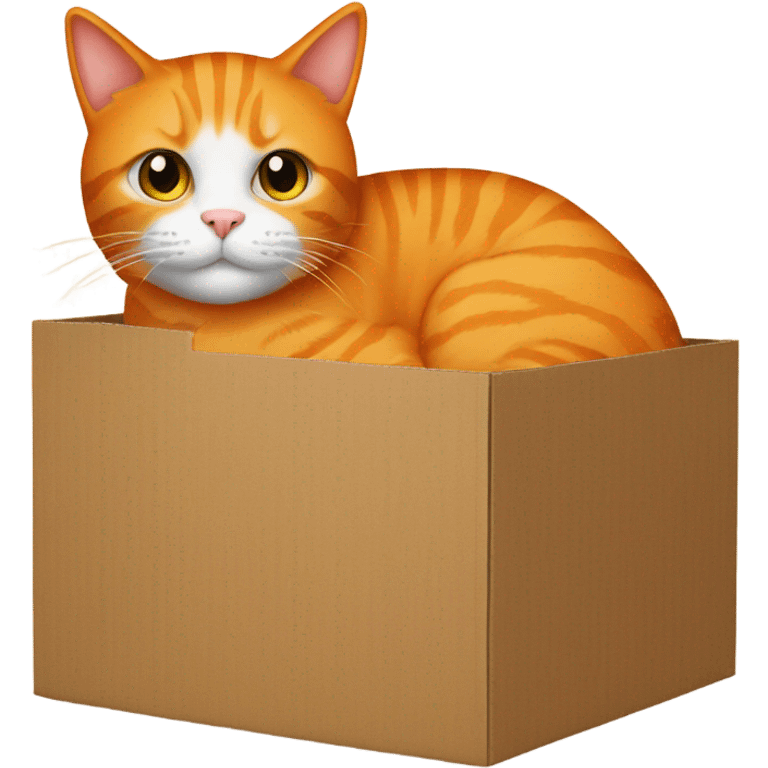 Orange cat in a cardboard house emoji