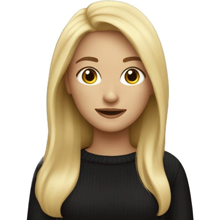 blonde girl in black sweater emoji