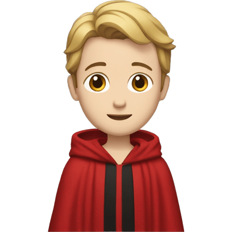 Adrien Agreste, with a short and dark blond hair that sticks out at the front, wears a red-black robe. emoji