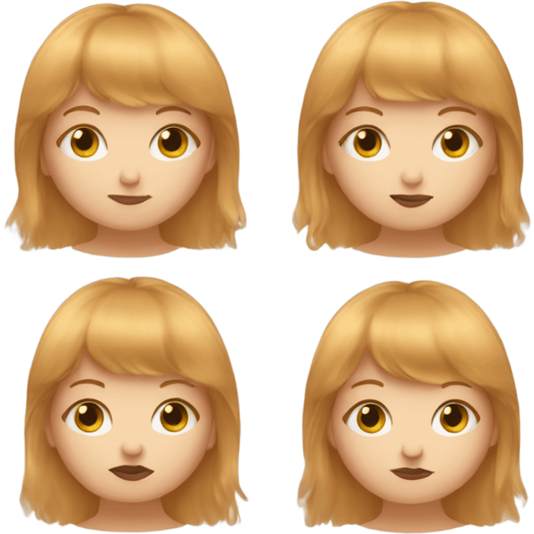 Girl with strawberry blonde hair and bangs, doing a kissy face  emoji