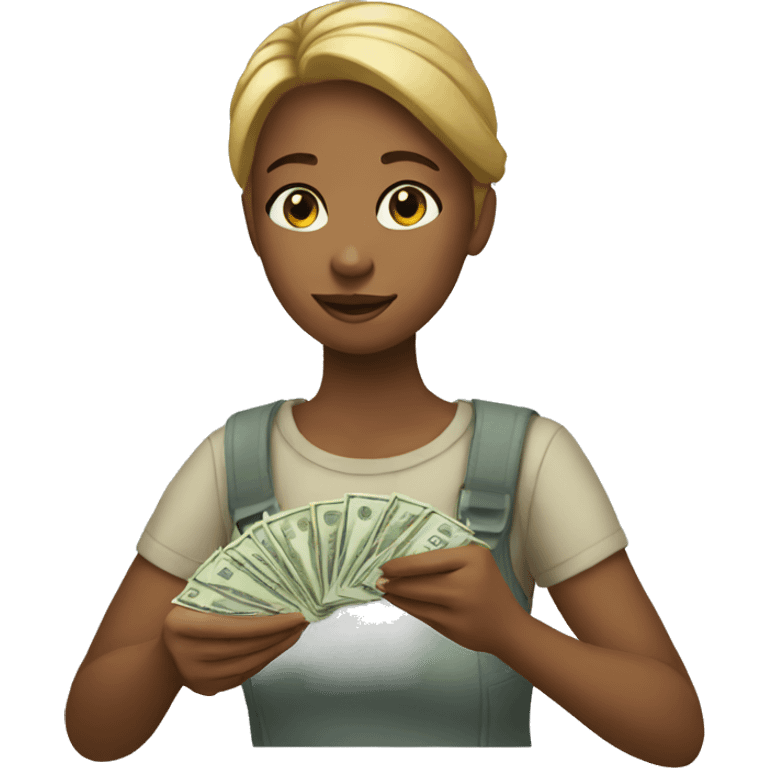 girl paying money emoji