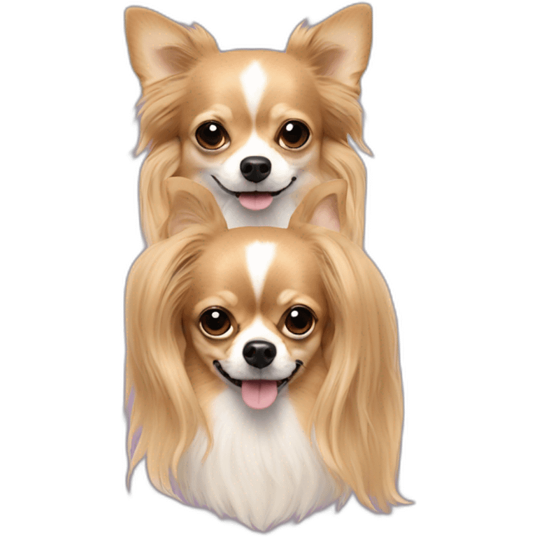 Long hair sand chihuahua and two men emoji