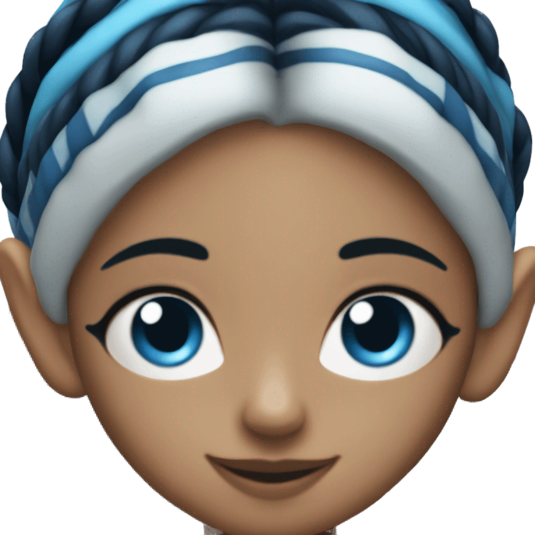 girl with blue face and dark blue stripes on her face black braids and elf ears emoji