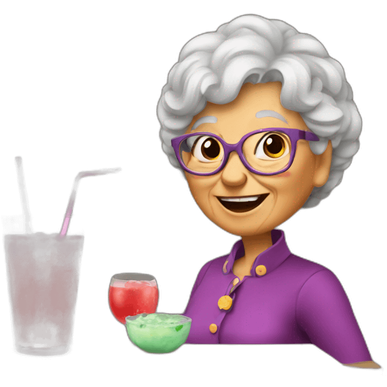 granny drink many coctail emoji