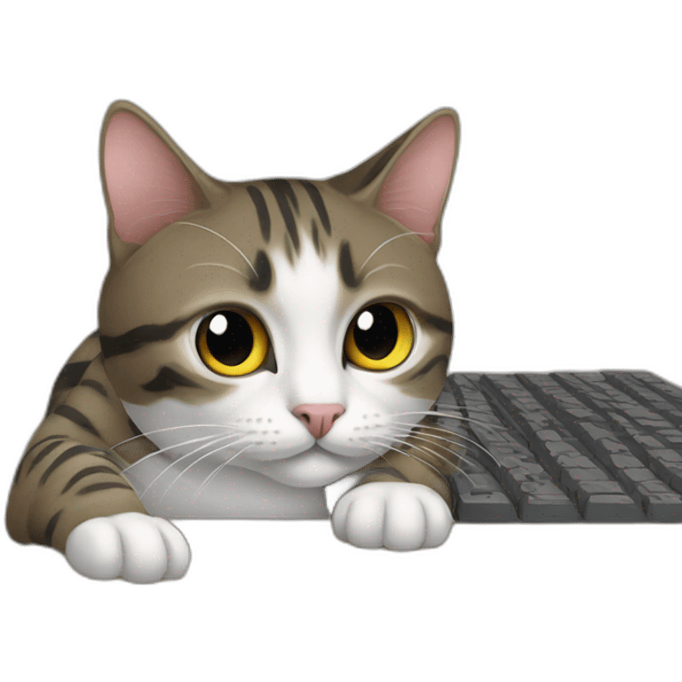 cat programming on a computer emoji