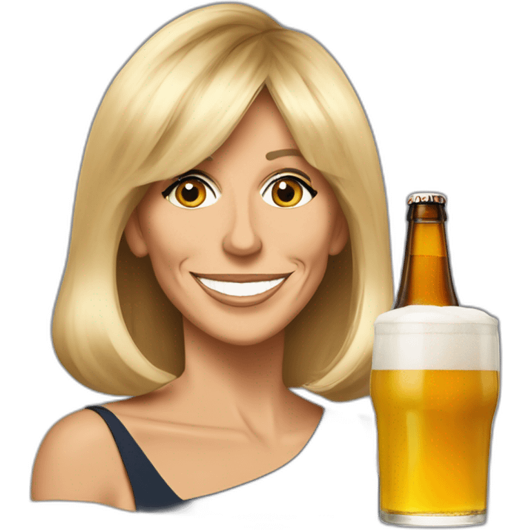 Brigitte Macron avec une bière emoji