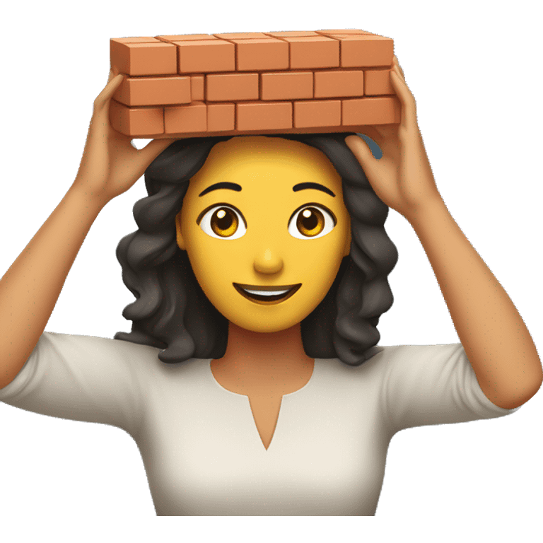 Woman holding brick over head emoji