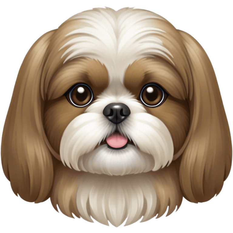 Cinematic Noble Shih Tzu Portrait Emoji, Poised and elegant, with a luxurious, flowing fur in refined muted tones, delicate features and wise, gentle eyes, simplified yet meticulously detailed, glowing with a soft, regal radiance, high shine, exuding quiet dignity and timeless charm, soft glowing outline, capturing the essence of a noble Shih Tzu that epitomizes refined poise! emoji