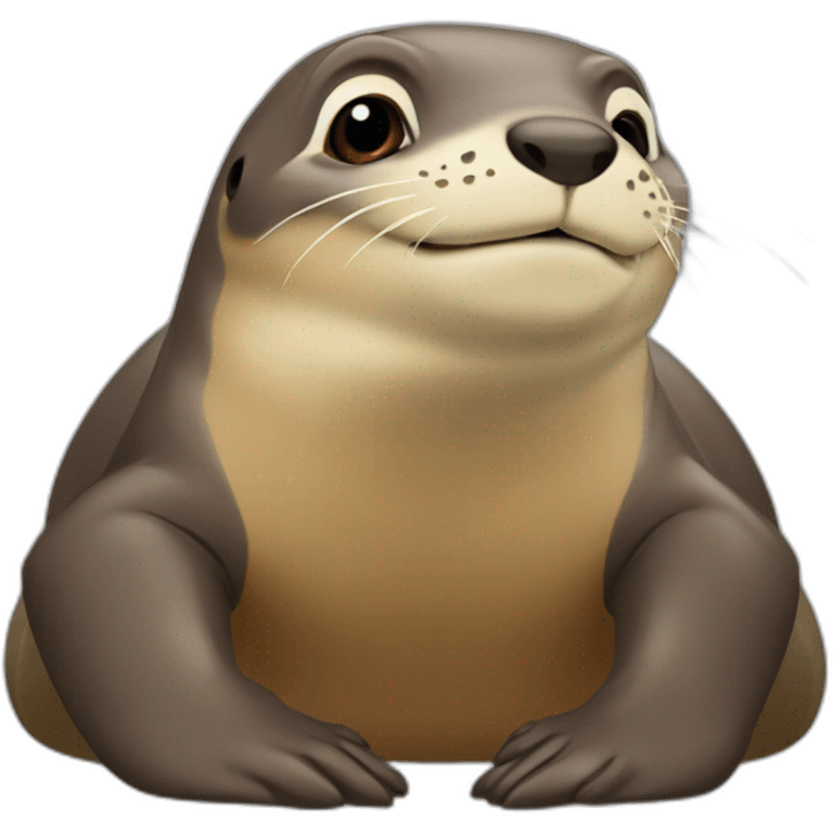 Une loutre sur une tortue emoji